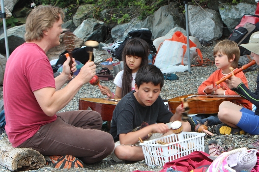 Teaching music at the beach